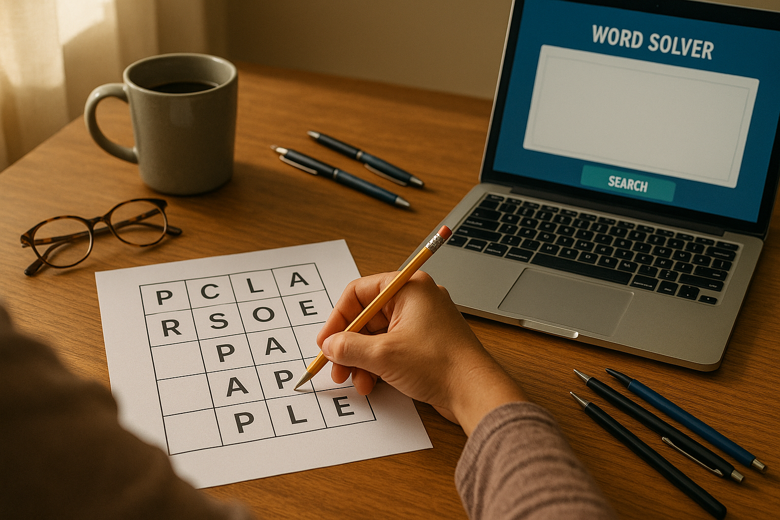 Using a word unscrambler tool during a word game.